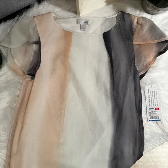 NEW GO INTERNATIONAL Silk Ombré Cap Sleeve Multi Color Pastel Blouse XS NWT - Picture 1 of 16